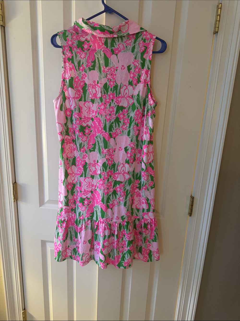 Lilly Pulitzer Pink & Green Floral Sleeveless Collared Shift Dress - Picture 2 of 3